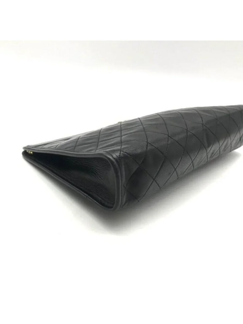 Chanel Quilted Clutch Black Gold